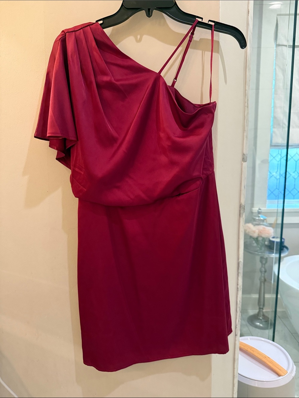 NWT Banana Republic One-Shoulder dark Raspberry Dress